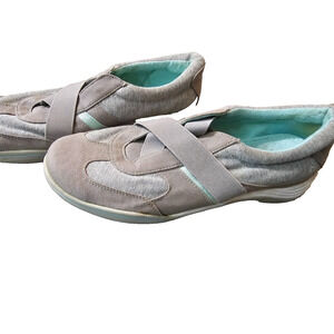 Grasshoppers OrthoLite Womens Gray Canvas Slip-On Sneaker Comfort Shoes 11 N